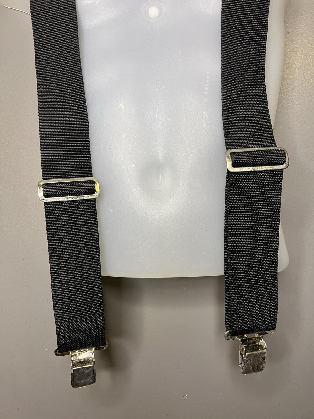 Husky Men's One Size Black Top Grain Leather Clip Suspenders Adjustable Work
